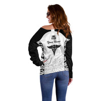 New Zealand Nurse RN 2026 Personalised Off Shoulder Sweater White Maori Pattern Cultural Pride