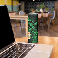 Hawaii Maui Islands Pacific Plumeria Skinny Tumbler Green Polynesian Tattoo