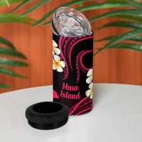 Hawaii Maui Islands Pacific Plumeria 4 in 1 Can Cooler Tumbler Pink Polynesian Tattoo
