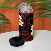 Hawaii Maui Islands Pacific Plumeria 4 in 1 Can Cooler Tumbler Red Polynesian Tattoo