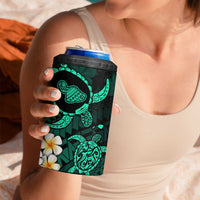 Hawaii Maui Islands Pacific Plumeria 4 in 1 Can Cooler Tumbler Turquoise Polynesian Tattoo