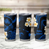 Hawaii Oahu Islands Pacific Plumeria Tumbler Cup Blue Polynesian Tattoo