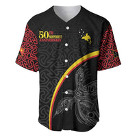 Papua New Guinea 50th Independence Day Baseball Jersey Simple Oro Tapa Pattern - Polynesian Pride