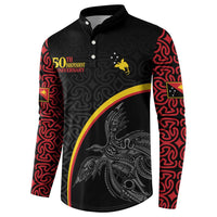 Papua New Guinea 50th Independence Day Button Sweatshirt Simple Oro Tapa Pattern - Polynesian Pride
