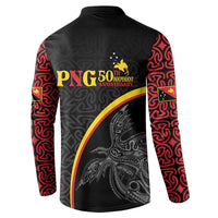 Papua New Guinea 50th Independence Day Button Sweatshirt Simple Oro Tapa Pattern - Polynesian Pride