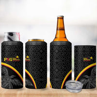 Papua New Guinea 50th Independence Day 4 in 1 Can Cooler Tumbler Simple Oro Tapa Pattern - Polynesian Pride