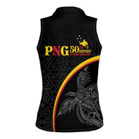 Papua New Guinea 50th Independence Day Women Sleeveless Polo Shirt Simple Oro Tapa Pattern - Polynesian Pride