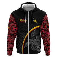 Papua New Guinea 50th Independence Day Zip Hoodie Simple Oro Tapa Pattern - Polynesian Pride