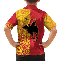 Papua New Guinea Oro Tapa Personalised Family Matching Short Sleeve Bodycon Dress and Hawaiian Shirt Simple Bird of Paradise Style - Polynesian Pride