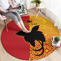 Papua New Guinea Oro Tapa Personalised Round Carpet Simple Bird of Paradise Style - Polynesian Pride