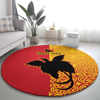 Papua New Guinea Oro Tapa Personalised Round Carpet Simple Bird of Paradise Style - Polynesian Pride