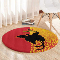 Papua New Guinea Oro Tapa Personalised Round Carpet Simple Bird of Paradise Style - Polynesian Pride