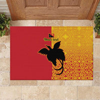 Papua New Guinea Oro Tapa Personalised Rubber Doormat Simple Bird of Paradise Style - Polynesian Pride