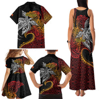 Papua New Guinea Sepik Personalised Family Matching Tank Maxi Dress and Hawaiian Shirt PNG Bird of Paradise Tattoo - Polynesian Pride