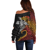 Papua New Guinea Sepik Personalised Off Shoulder Sweater PNG Bird of Paradise Tattoo - Polynesian Pride