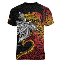 Papua New Guinea Sepik Personalised Women V-Neck T-Shirt PNG Bird of Paradise Tattoo - Polynesian Pride