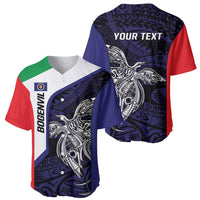 Personalised PNG Bougainville Baseball Jersey Bird of Paradise Tattoo Flag Motif - Polynesian Pride