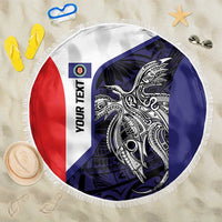 Personalised PNG Bougainville Beach Blanket Bird of Paradise Tattoo Flag Motif - Polynesian Pride