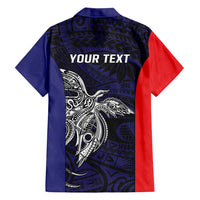 Personalised PNG Bougainville Family Matching Off Shoulder Short Dress and Hawaiian Shirt Bird of Paradise Tattoo Flag Motif LT9 - Polynesian Pride