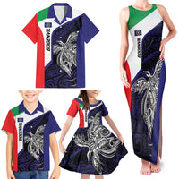 Personalised PNG Bougainville Family Matching Tank Maxi Dress and Hawaiian Shirt Bird of Paradise Tattoo Flag Motif - Polynesian Pride