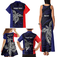 Personalised PNG Bougainville Family Matching Tank Maxi Dress and Hawaiian Shirt Bird of Paradise Tattoo Flag Motif - Polynesian Pride