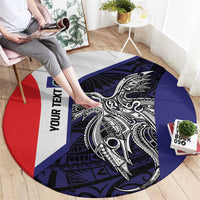 Personalised PNG Bougainville Round Carpet Bird of Paradise Tattoo Flag Motif - Polynesian Pride