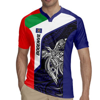 Personalised PNG Bougainville Rugby Jersey Bird of Paradise Tattoo Flag Motif - Polynesian Pride