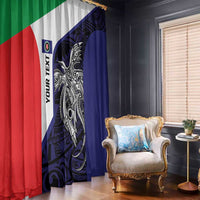 Personalised PNG Bougainville Window Curtain Bird of Paradise Tattoo Flag Motif - Polynesian Pride