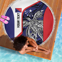 Personalised PNG Central Province Beach Blanket Bird of Paradise Tattoo Flag Motif - Polynesian Pride