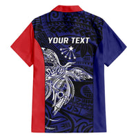 Personalised PNG Central Province Family Matching Short Sleeve Bodycon Dress and Hawaiian Shirt Bird of Paradise Tattoo Flag Motif - Polynesian Pride