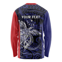 Personalised PNG Central Province Long Sleeve Shirt Bird of Paradise Tattoo Flag Motif - Polynesian Pride