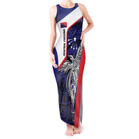 Personalised PNG Central Province Tank Maxi Dress Bird of Paradise Tattoo Flag Motif - Polynesian Pride