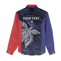 Personalised PNG Central Province Women Casual Shirt Bird of Paradise Tattoo Flag Motif - Polynesian Pride