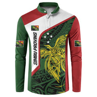 Personalised PNG Chimbu Province Button Sweatshirt Bird of Paradise Tattoo Flag Motif - Polynesian Pride