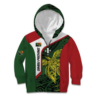Personalised PNG Chimbu Province Kid Hoodie Bird of Paradise Tattoo Flag Motif - Polynesian Pride