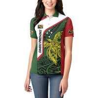 Personalised PNG Chimbu Province Women Polo Shirt Bird of Paradise Tattoo Flag Motif - Polynesian Pride