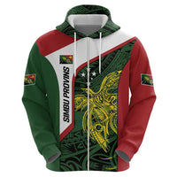 Personalised PNG Chimbu Province Zip Hoodie Bird of Paradise Tattoo Flag Motif - Polynesian Pride