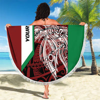 Personalised PNG East New Britain Province Beach Blanket Bird of Paradise Tattoo Flag Motif - Polynesian Pride