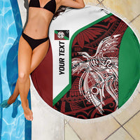 Personalised PNG East New Britain Province Beach Blanket Bird of Paradise Tattoo Flag Motif - Polynesian Pride