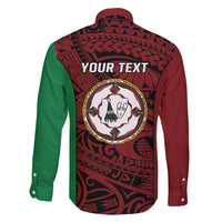 Personalised PNG East New Britain Province Family Matching Long Sleeve Bodycon Dress and Hawaiian Shirt Bird of Paradise Tattoo Flag Motif - Polynesian Pride