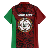 Personalised PNG East New Britain Province Family Matching Short Sleeve Bodycon Dress and Hawaiian Shirt Bird of Paradise Tattoo Flag Motif - Polynesian Pride