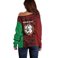 Personalised PNG East New Britain Province Off Shoulder Sweater Bird of Paradise Tattoo Flag Motif - Polynesian Pride