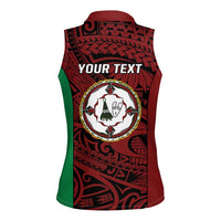 Personalised PNG East New Britain Province Women Sleeveless Polo Shirt Bird of Paradise Tattoo Flag Motif - Polynesian Pride