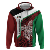 Personalised PNG East New Britain Province Zip Hoodie Bird of Paradise Tattoo Flag Motif - Polynesian Pride