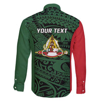 Personalised PNG East Sepik Province Family Matching Long Sleeve Bodycon Dress and Hawaiian Shirt Bird of Paradise Tattoo Flag Motif - Polynesian Pride