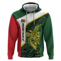 Personalised PNG East Sepik Province Hoodie Bird of Paradise Tattoo Flag Motif - Polynesian Pride