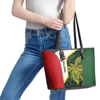 Personalised PNG East Sepik Province Leather Tote Bag Bird of Paradise Tattoo Flag Motif LT9 - Polynesian Pride
