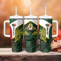 Personalised PNG East Sepik Province Tumbler With Handle Bird of Paradise Tattoo Flag Motif - Polynesian Pride