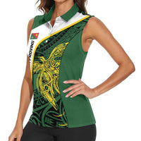 Personalised PNG East Sepik Province Women Sleeveless Polo Shirt Bird of Paradise Tattoo Flag Motif - Polynesian Pride