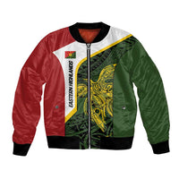 Personalised PNG Eastern Highlands Bomber Jacket Bird of Paradise Tattoo Flag Motif LT9 Unisex Green - Polynesian Pride